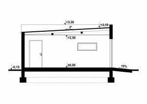 Przekrój projektu G174 - Budynek garażowy