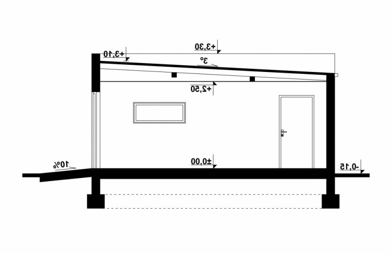 Projekt domu energooszczędnego G174 - Budynek garażowy - przekrój 1