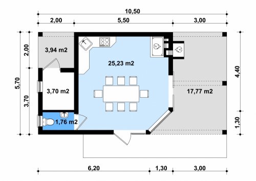 Rzut projektu G177 - Budynek rekreacyjny