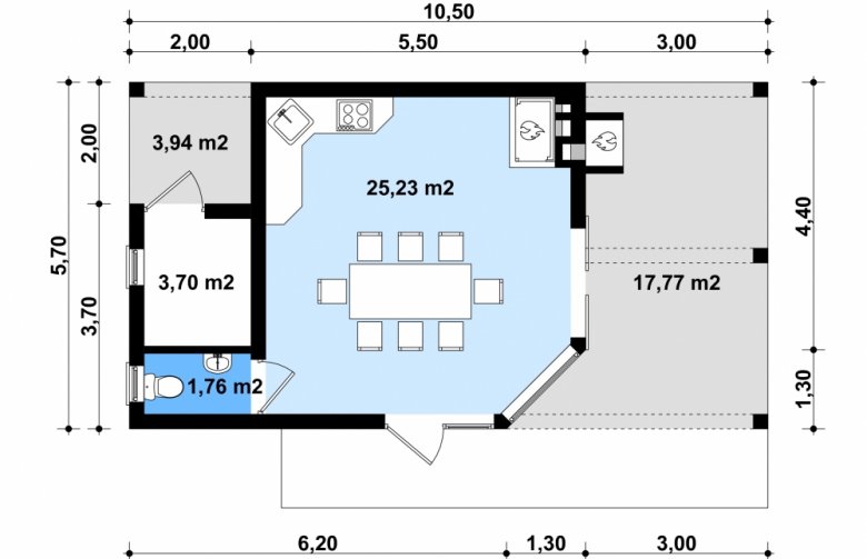 Projekt domu letniskowego G177 - Budynek rekreacyjny - 