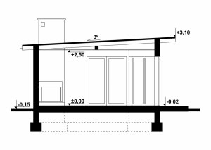 Przekrój projektu G177 - Budynek rekreacyjny