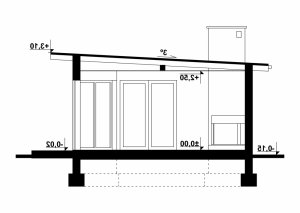 Przekrój projektu G177 - Budynek rekreacyjny w wersji lustrzanej