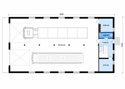 Rzut projektu G200 - Budynek mieszkalno - garażowy