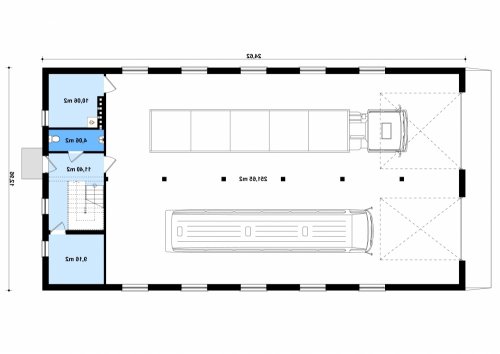 Rzut projektu G200 - Budynek mieszkalno - garażowy - wersja lustrzana