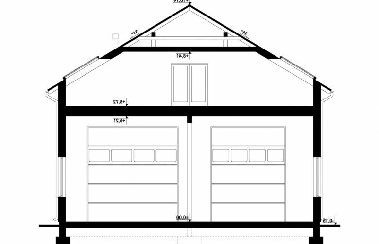 Projekt domu wolnostojącego G200 - Budynek mieszkalno - garażowy - przekrój 1