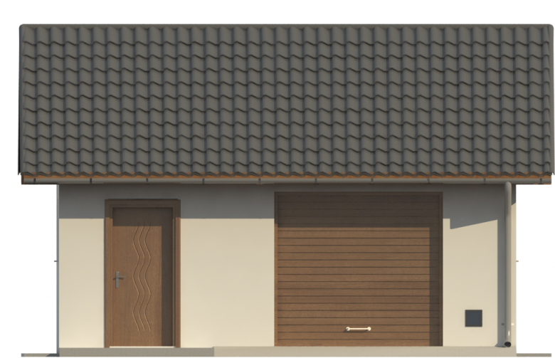 Projekt domu energooszczędnego G180 - Budynek garażowo - gospodarczy - elewacja 1