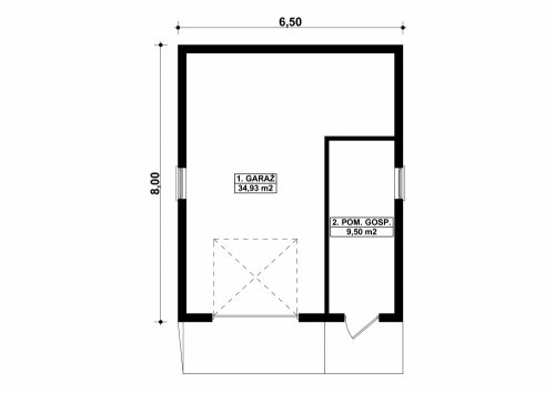 Rzut projektu G180 - Budynek garażowo - gospodarczy