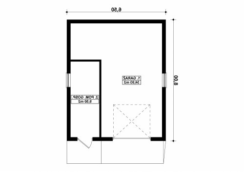 Rzut projektu G180 - Budynek garażowo - gospodarczy - wersja lustrzana