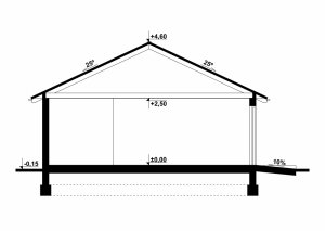 Przekrój projektu G180 - Budynek garażowo - gospodarczy