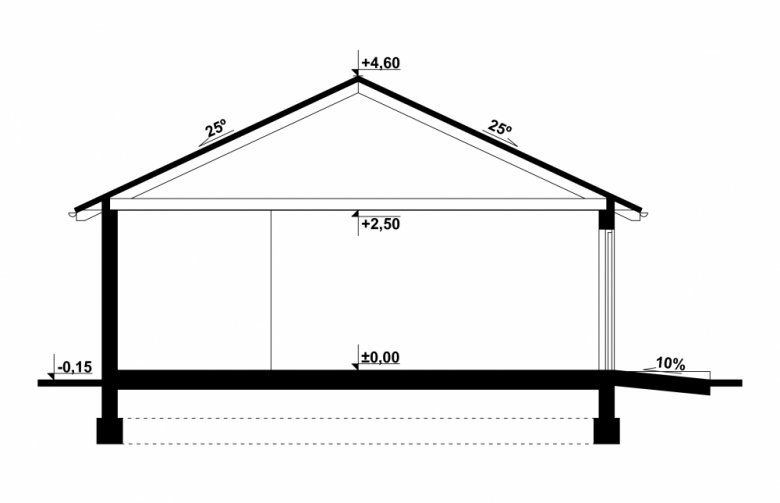 Projekt domu energooszczędnego G180 - Budynek garażowo - gospodarczy - przekrój 1