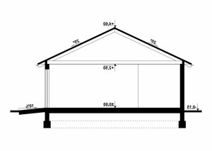 Przekrój projektu G180 - Budynek garażowo - gospodarczy w wersji lustrzanej