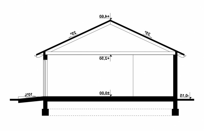 Projekt domu energooszczędnego G180 - Budynek garażowo - gospodarczy - przekrój 1