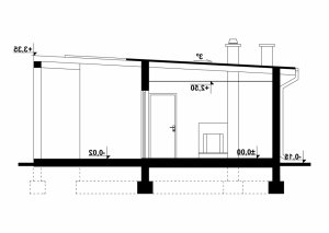 Przekrój projektu G182 - Budynek rekreacyjny w wersji lustrzanej