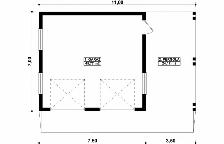 Projekt domu energooszczędnego G198 - Budynek garażowy - 