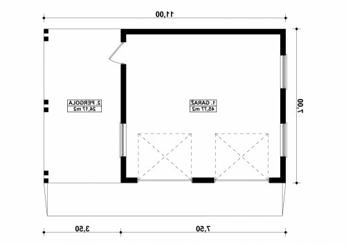 Rzut projektu G198 - Budynek garażowy - wersja lustrzana