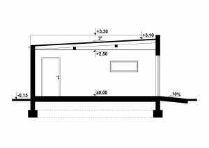 Przekrój projektu G198 - Budynek garażowy
