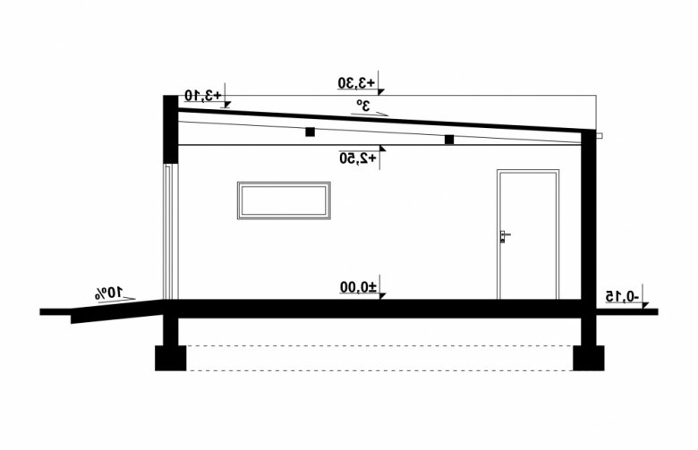 Projekt domu energooszczędnego G198 - Budynek garażowy - przekrój 1