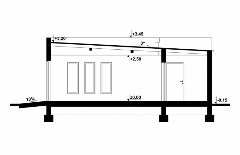 Projekt domu energooszczędnego G199 - Budynek garażowo - gospodarczy - przekrój 1