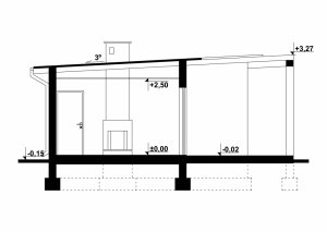 Przekrój projektu G183 - Budynek rekreacyjny