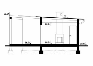 Przekrój projektu G183 - Budynek rekreacyjny w wersji lustrzanej