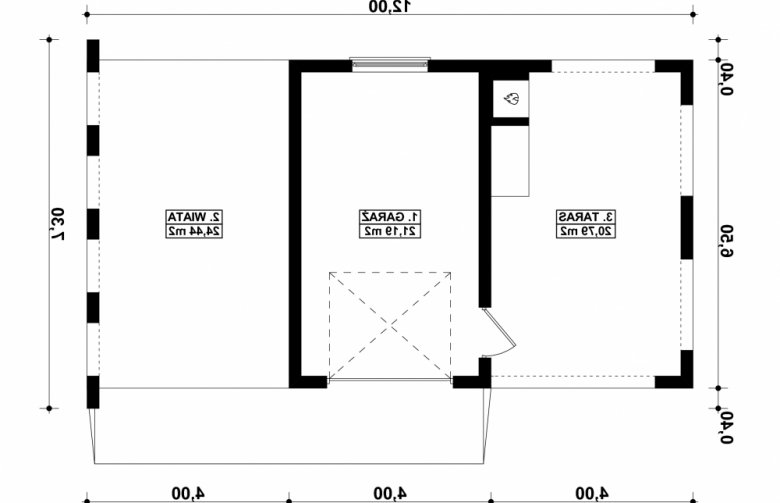 Projekt domu energooszczędnego G190 - Budynek garażowy z wiatą - 