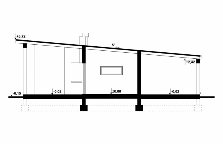 Projekt domu energooszczędnego G190 - Budynek garażowy z wiatą - przekrój 1