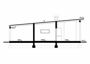Przekrój projektu G190 - Budynek garażowy z wiatą w wersji lustrzanej