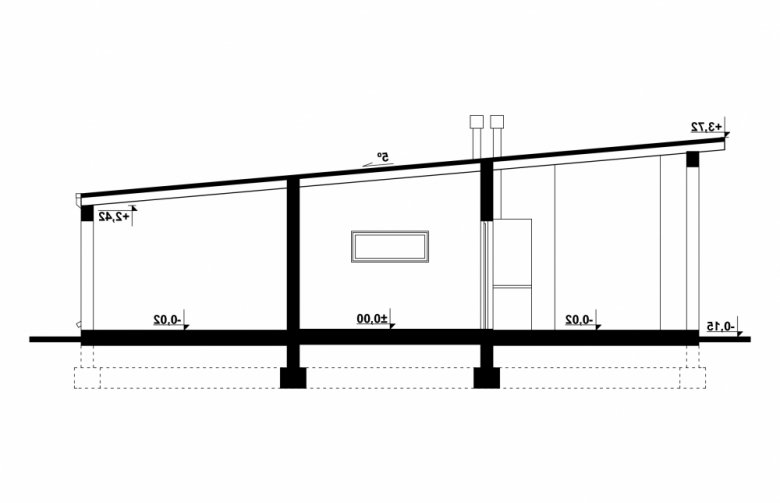 Projekt domu energooszczędnego G190 - Budynek garażowy z wiatą - przekrój 1