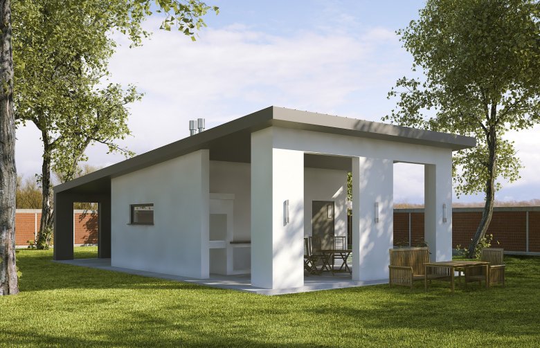 Projekt domu energooszczędnego G190 - Budynek garażowy z wiatą