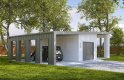 Projekt domu energooszczędnego G190 - Budynek garażowy z wiatą - wizualizacja 0
