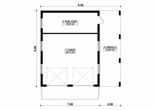 Rzut projektu G178 - Budynek garażowy