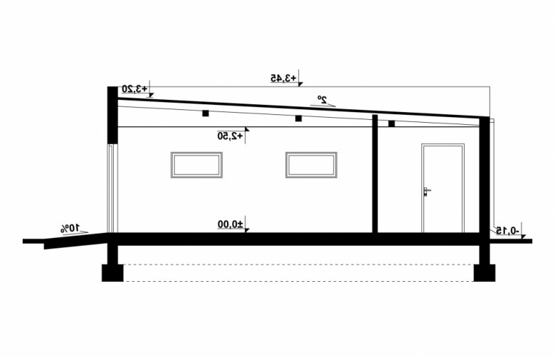 Projekt domu energooszczędnego G185 -  Budynek garażowo - gospodarczy - przekrój 1