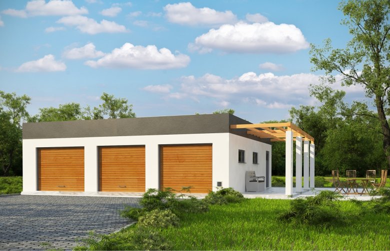 Projekt domu energooszczędnego G185 -  Budynek garażowo - gospodarczy