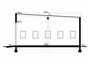 Przekrój projektu G186 - Budynek garażowy w wersji lustrzanej