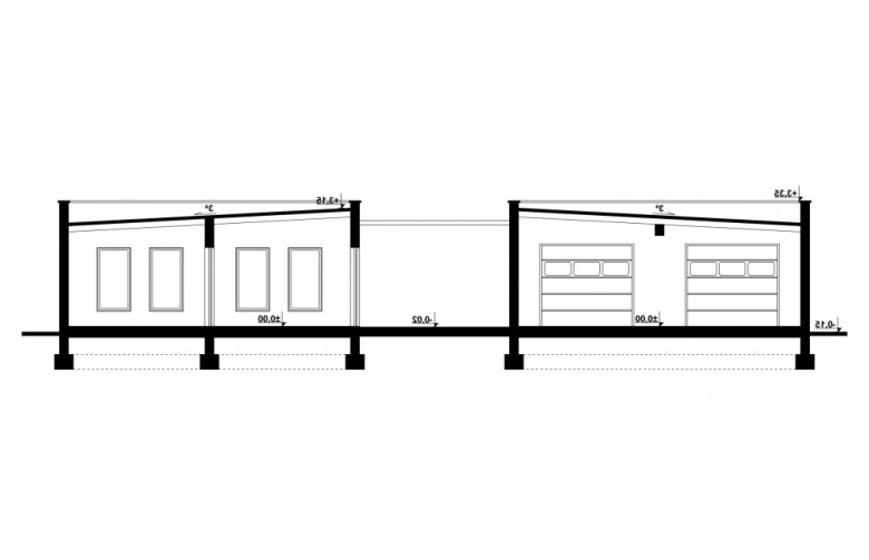 Projekt domu letniskowego G191 - Budynek rekreacyjny z sauną - przekrój 1