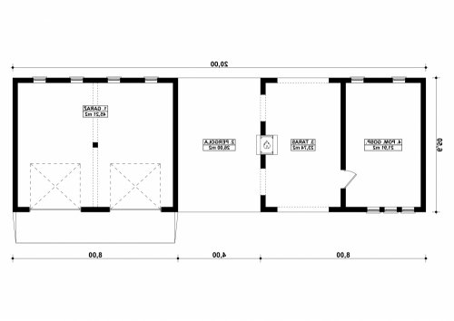 Rzut projektu G194 - Budynek garażowo - gospodarczy - wersja lustrzana