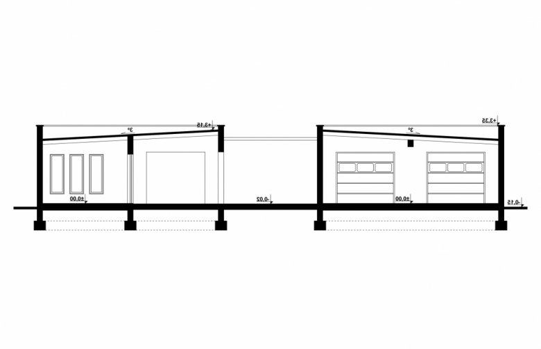 Projekt domu energooszczędnego G194 - Budynek garażowo - gospodarczy - przekrój 1