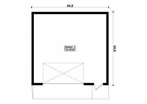 Rzut projektu G179 - Budynek garażowy - wersja lustrzana