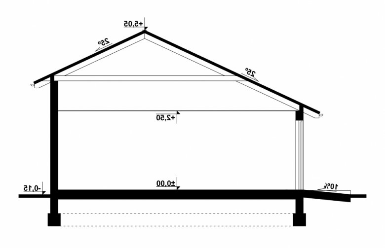 Projekt domu energooszczędnego G179 - Budynek garażowy - przekrój 1