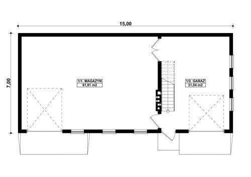 Rzut projektu G184 - Budynek garażowo - magaznowy