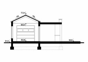 Przekrój projektu G187 - Budynek garażowy w wersji lustrzanej