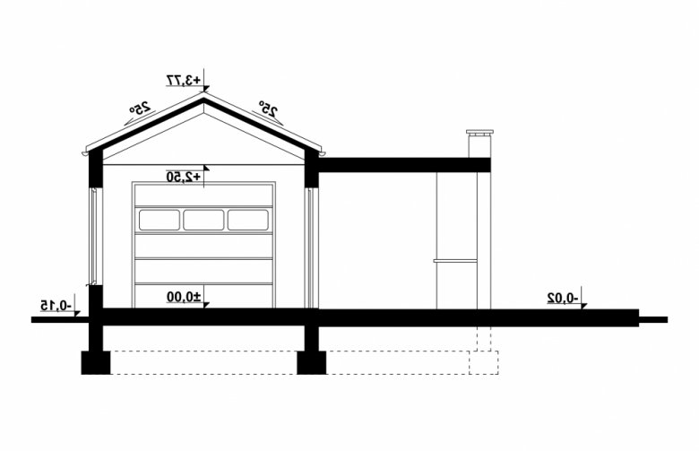 Projekt domu energooszczędnego G187 - Budynek garażowy - przekrój 1