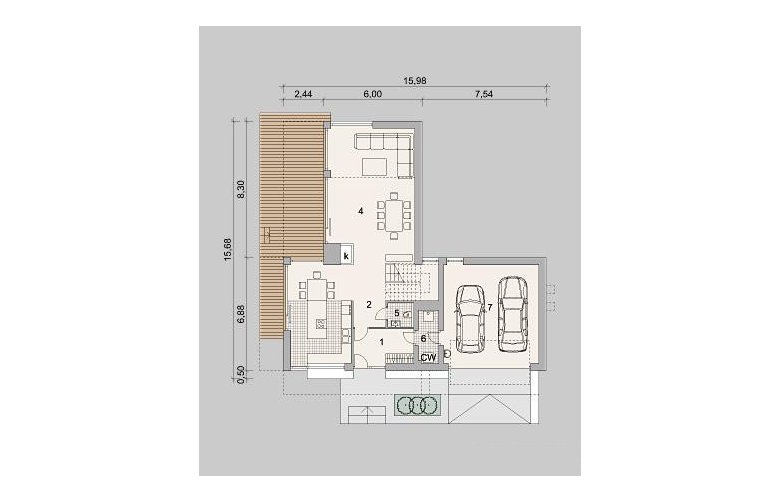 Projekt domu z poddaszem LK&1252 - parter