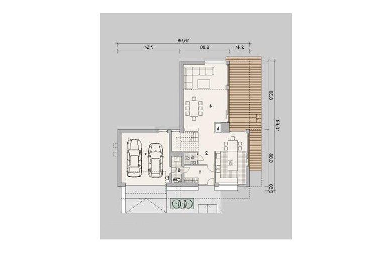 Projekt domu z poddaszem LK&1252 - parter