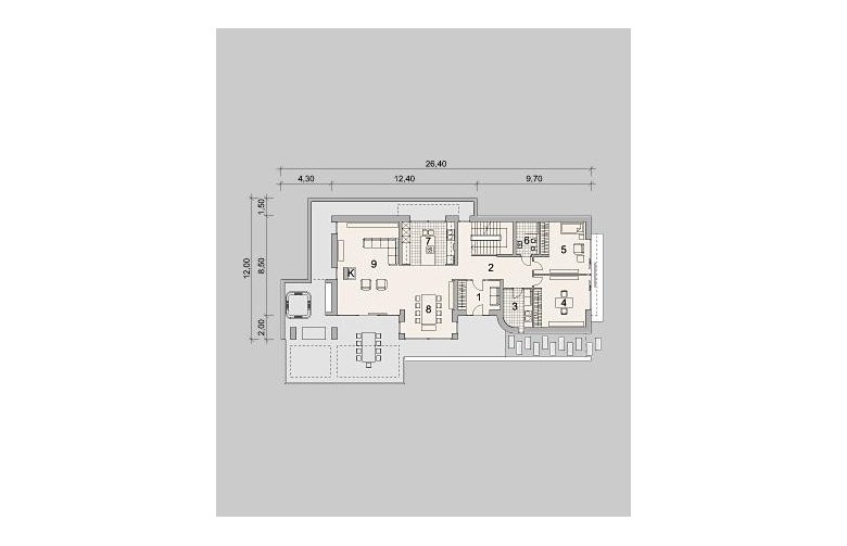 Projekt domu z poddaszem LK&1210 - parter