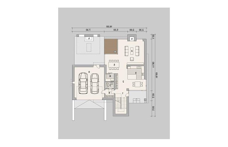 Projekt domu z poddaszem LK&1233 - parter