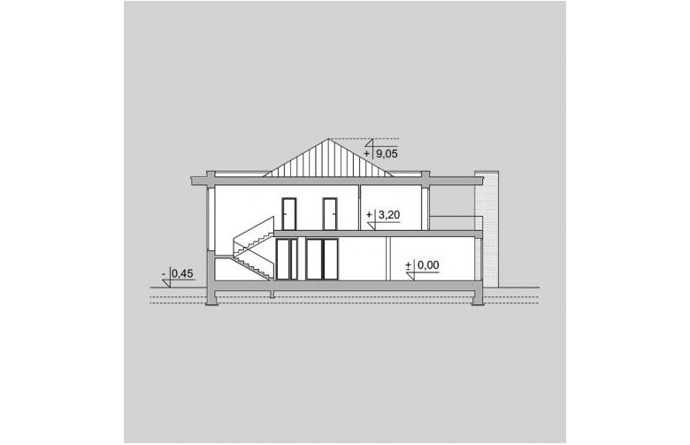Projekt domu z poddaszem LK&1233 - przekrój 1