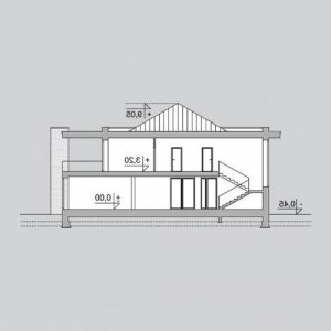 Przekrój projektu LK&1233 w wersji lustrzanej