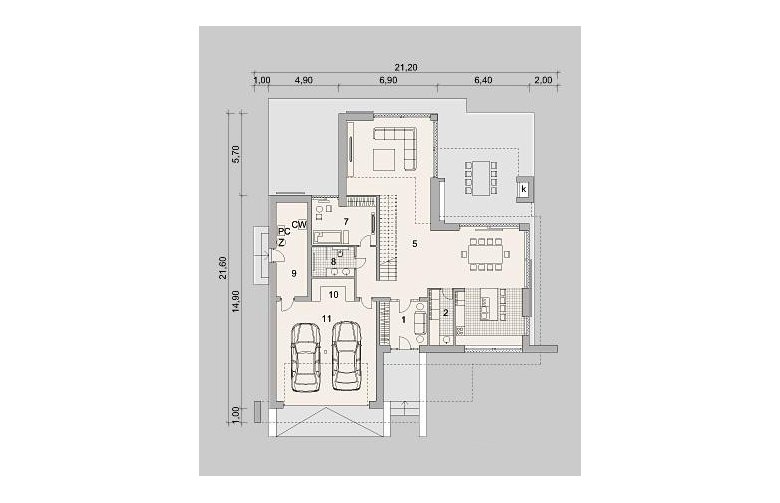 Projekt domu z poddaszem LK&1229 - parter