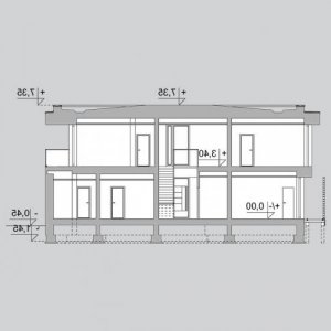 Przekrój projektu LK&1209 w wersji lustrzanej